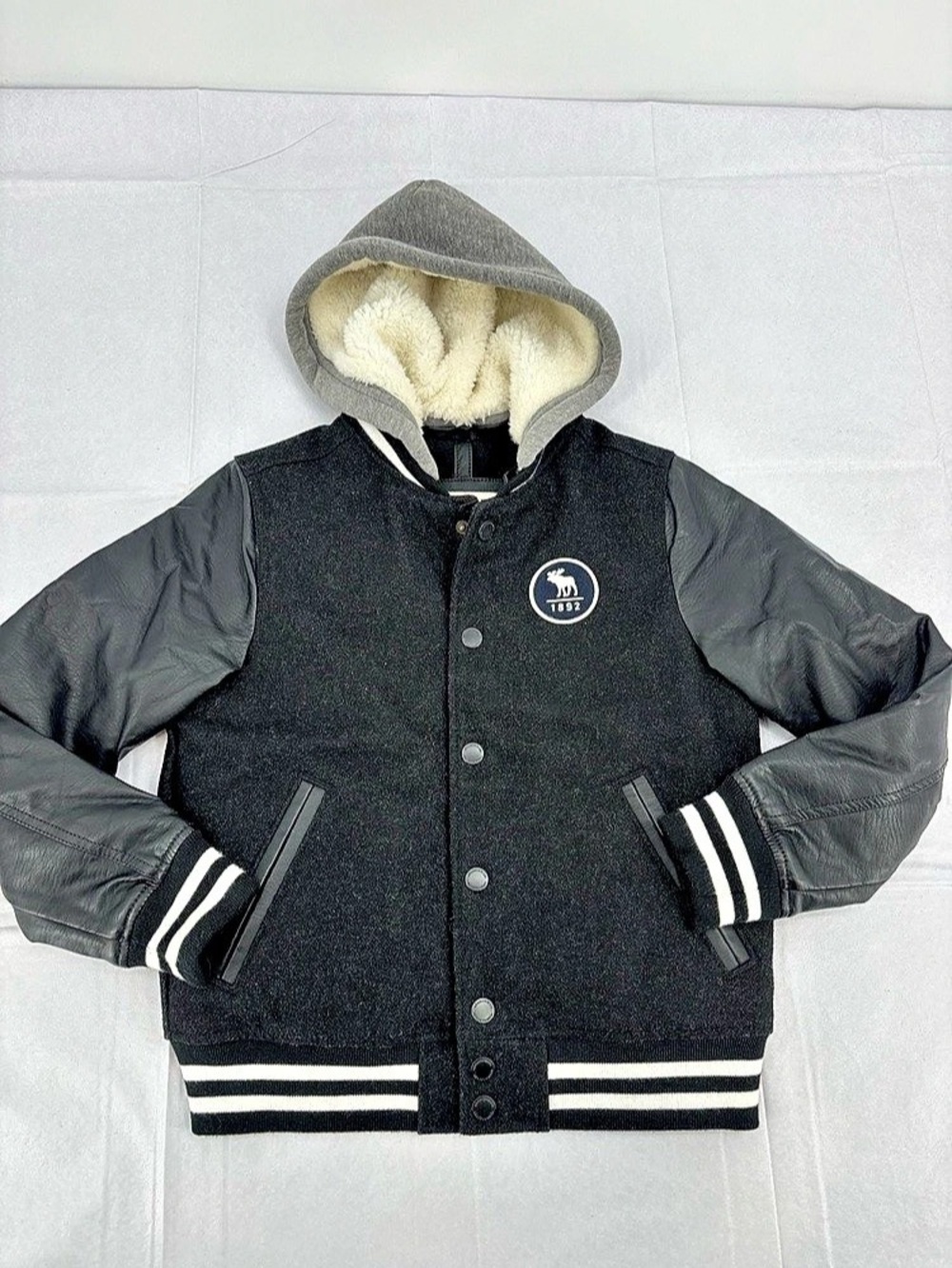 Abercrombie Kids Boys 9/10 Black Varsity Jacket